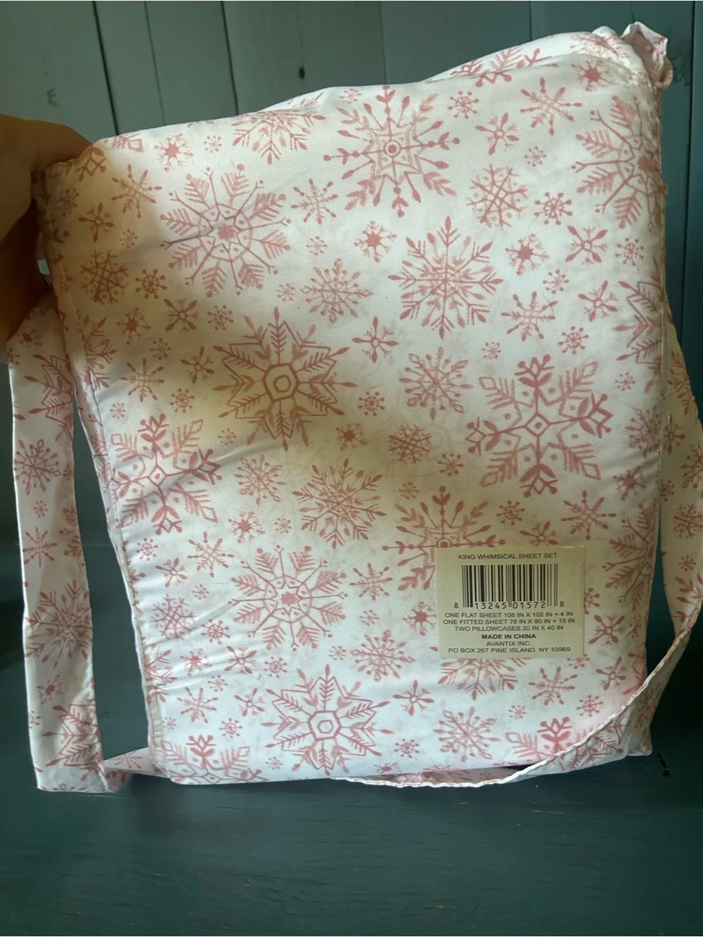 Whimsical Sheet Set - Pink Snowflake King Bedding - New | Winter in July